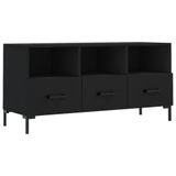 Meuble TV 102x36x50 cm bois travaillé noir