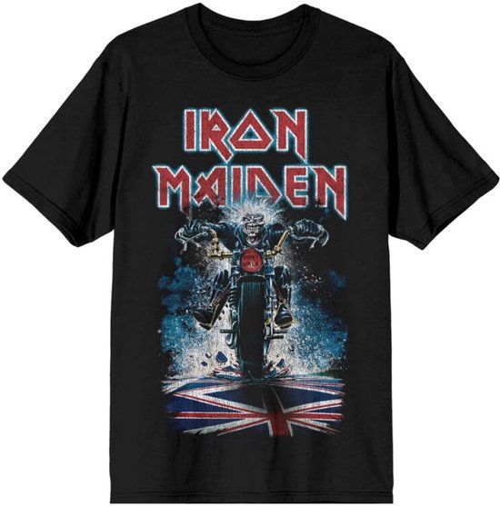 Iron Maiden Eddie Biker Heren T-shirt - Zwart - L