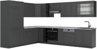 Vicco Hoekkeuken Fame-Line, Anthrazit-Gold Landhaus/Antraciet, 347 x 257 cm, WB Marmer