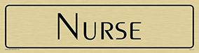 Viking Signs DV1117-L26-G "Verpleegster" deurbord, Peignot lichtfont, kunststof halfstijf goud, 225 mm H x 60 mm W