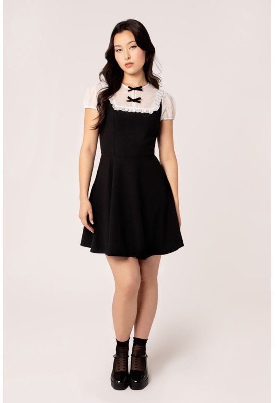 Hell Bunny Alice Dames Midi-jurk - zwart/wit - M