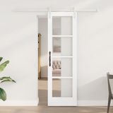 vidaXL Schuifdeur ORKDAL Wit 61 x 198,5 cm Massief grenenhout en glas