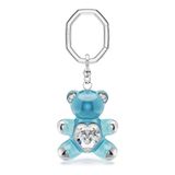 Swarovski Teddy sleutelhanger, Beer, Blauw, Rodium toplaag