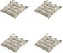 Merkloos Napels Zitkussen Set van 4 Taupe Vierkant Katoen 46x46x8 cm Waterafstotend