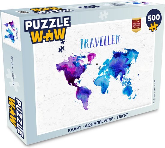 MuchoWow Puzzel Kaart - Aquarelverf - Tekst - Legpuzzel - Puzzel 500 stukjes