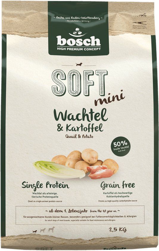 Bosch Soft Mini Hondenvoer Kwartel en Aardappel - 2,5 kg