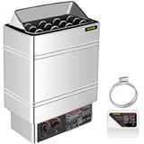 FlowerW Elektrische saunapan, 9 kW, elektrische saunapan voor 9-13 m³, verwarming voor sauna, 104-221 ℉, elektrische kachel van roestvrij staal, saunapan met externe bediening