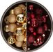 Bellatio Decorations Kerstballen mix - 74-delig - donkerrood en goudkleurig - 6 cm - kunststof
