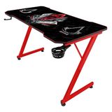 Subsonic - Ergonomisch gamingbureau met carbon afwerking en XXL Assassin's Creed muismat voor gaming-pc - Officieel gelicentieerd door Ubisoft - Zwarte bovenkant en rode voet