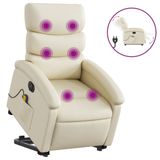 VidaXL Sta-op-massagestoel elektrisch kunstleer crèmekleurig