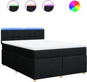 vidaXL Boxspring met matras stof zwart 140x190 cm