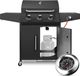 StarTech BBQ Gasgrill - 3+1 brander - 24.000 BTU - Zijbrander & zijtafel - RVS - Porselein-geëmailleerd - Wagenmodel - Aardgas - Zwart