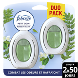 Febreze Petit Coin, Désodorisant WC En Continu (7.5ml x2), Parfum Rosée du Matin, Combat Les Odeurs, Fraîcheur Jusqu'à 50 Jours