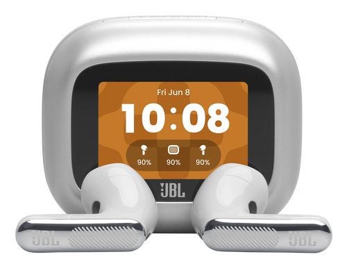 JBL Live Flex 4 Draadloze Oordopjes met Noise Cancelling en Smart Case - Bluetooth - IP54 - Zilver