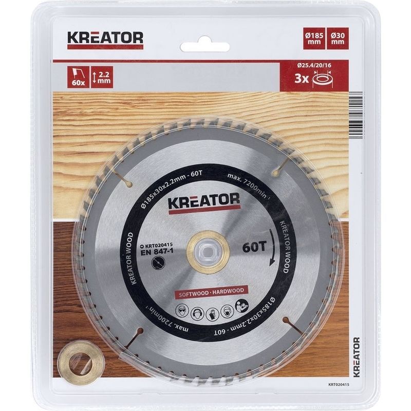 Kreator KRT020415 Zaagblad Hout 185mm 60T