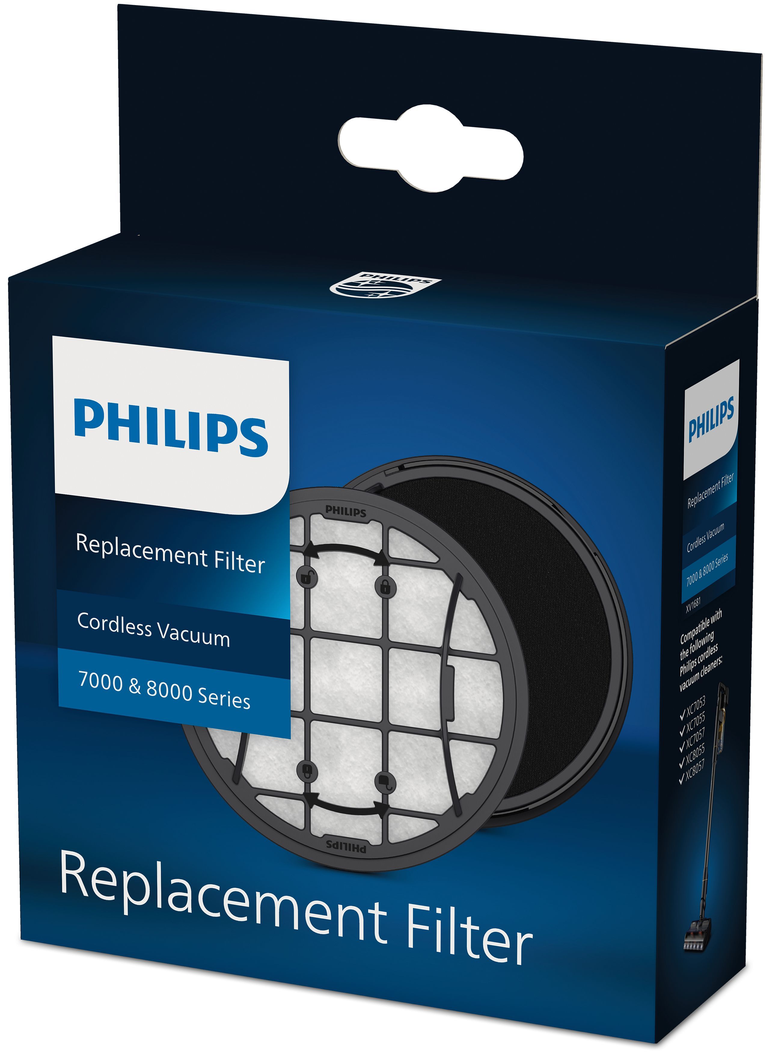 Philips Cordless VC 7000 & 8000 Series XV1681/01 Filter - Black/White