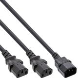 InLine C14 naar 2x C13 stroomkabel (Y-kabel) - 1,8 meter