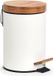 Zeller Pedaalemmer - Metaal - Bamboe - 3L - Wit - 17 x 24 cm
