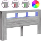vidaXL Hoofdeinde met LED 180x18,5x103,5 cm bewerkt hout grijs sonoma