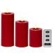 Lumineo set van 3 LED kaarsen | wax | rood/warm wit | ø7,5x15/12,5/10cm