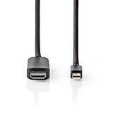 Nedis Mini DisplayPort-kabel - DisplayPort 1.4 - Mini DisplayPort-stekker - HDMI-stekker - 48 Gbps - 2 M - rond - zwart