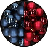 Kaemingk B.V. 32x pièces boules de Noël en plastique mélange de bleu foncé et de rouge foncé 4 cm