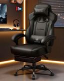 GTPLAYER - Gaming Stoel met Voetensteun - 155° Verstelbaar 180kg - Zwart