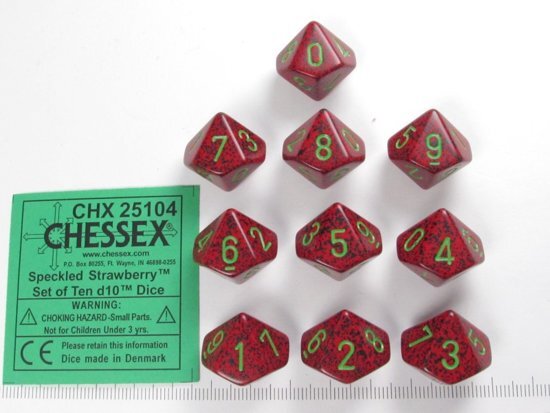 Chessex dobbelstenen set 10 10-zijdig Speckled Strawberry