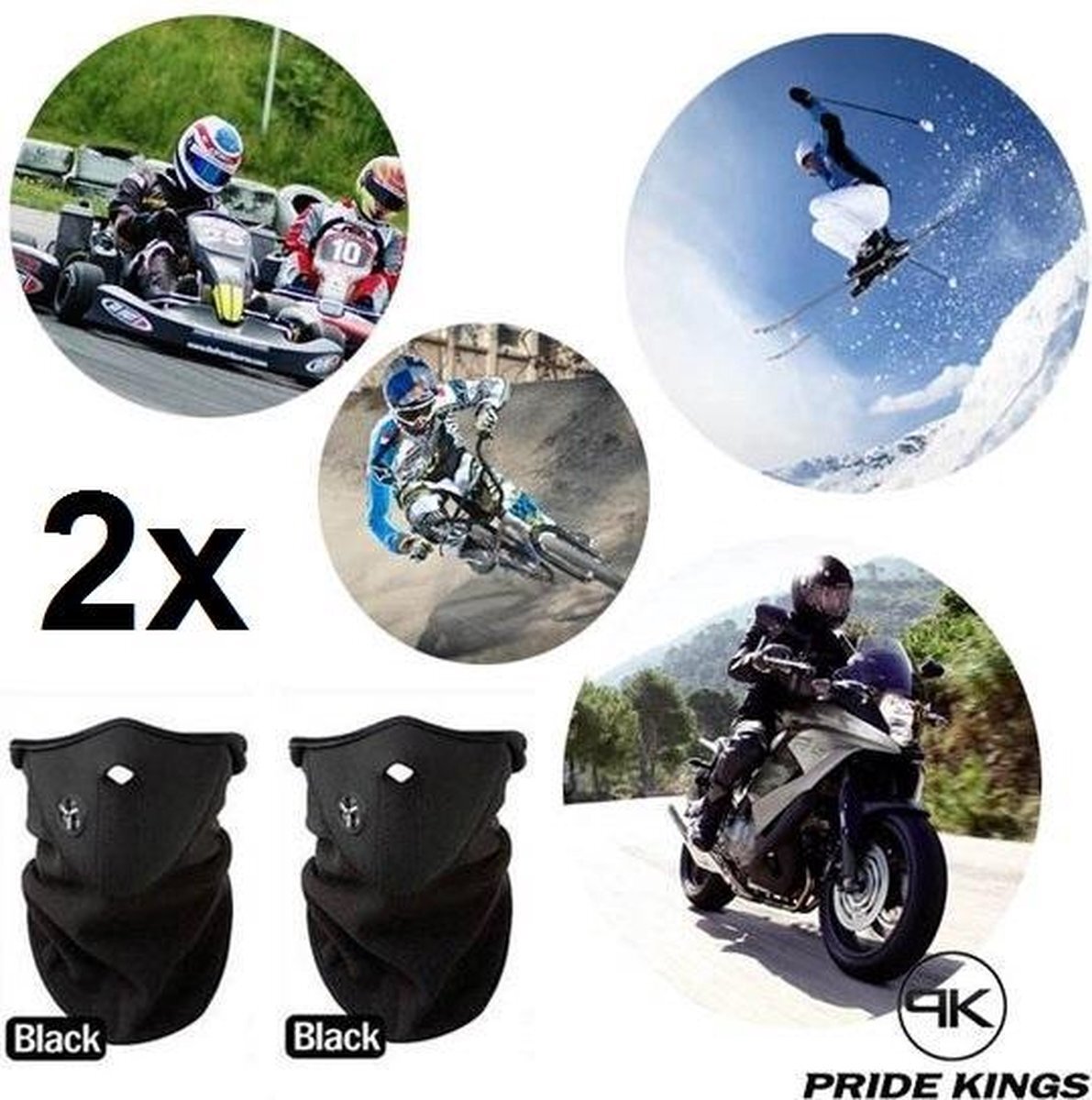 Pride Kings Neopreen masker - Zwart | (2 stuks)