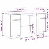 vidaXL Bureau Grijs Sonoma Bewerkt Hout 140 x 49 x 76 cm