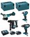 MAKITA 18V set MSL4P2 (DHR171 + DGA504 + DDF482 + DTD154 + 2 x 5,0 Ah Batterijen + DC18RC oplader + 2 x MAKPAC 3 opbergkoffers)