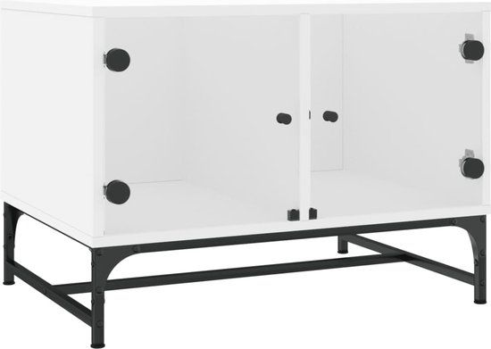 vidaXL Salontafel met glazen deuren 68,5x50x50 cm wit