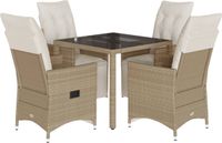 vidaXL 5-delige Bistroset met Kussens Poly Rattan Beige