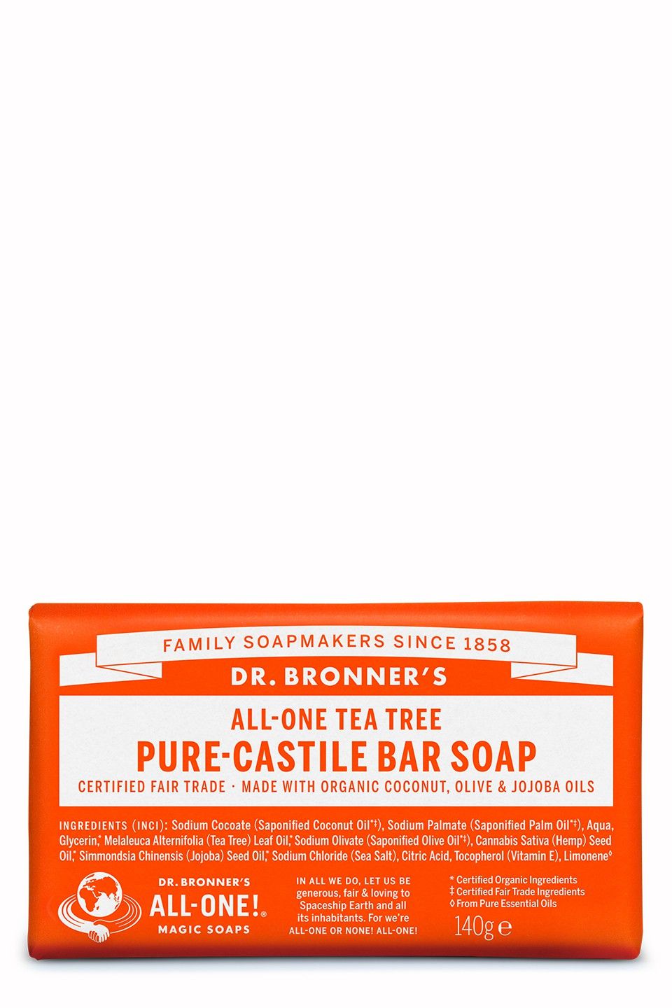 Dr.Bronner's Dr. Bronner's Pure-Castile Tea Tree Bar Soap - 140g