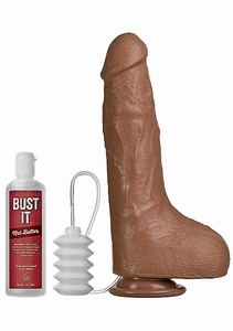 Doc Johnson Squirting Realistic Cock - 1 oz. Nut Butter - Brown