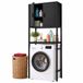 Merkloos Relaxdays Wasmachine rek - 170x64x27 cm - met kast - zwart