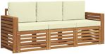 vidaXL Bank loungeset 3-zits Naturel et crème Bois d'acacia massif