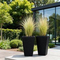 Set van 2 plantenpotten - zwart