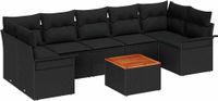 vidaXL Tuinbank - Set - 8 - st - Zwart - poly - rattan