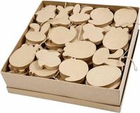Creativ company Paas Decoraties - Hangende Decoraties voor Pasen - Papier Maché Paasornamenten met Jute Koord - Hoogte 10 cm - 114 Stuks