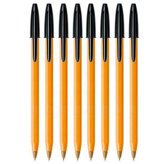 BIC Oranje Origineel Fijn 8x Zwarte Pennen, 0,8mm