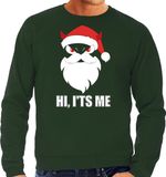 Bellatio Decorations Devil Santa Kerst sweater / Kerst outfit Hi its me groen voor heren L