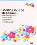 FLWR - Brother LC980/1100 Megapack Cartridges - Zwart en Kleur - Huismerk