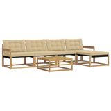 vidaXL Buiten bankenset 6 st Wit en Beige