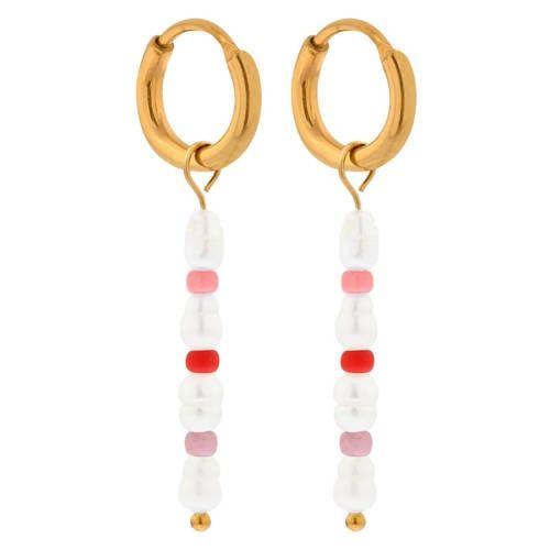 Label Kiki gold plated oorbellen Summer Pearl Hoops