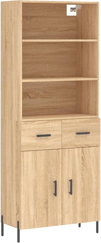 vidaXL Hoge kast 69,5x34x180 cm bewerkt hout sonoma eikenkleurig