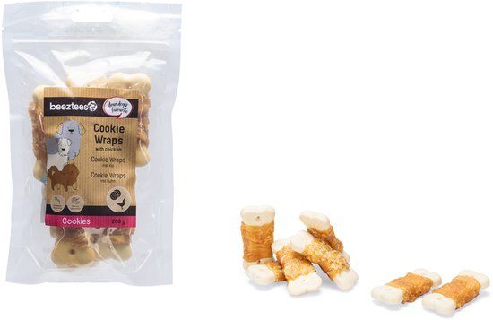 Beeztees Tasty Treats Cookie Wraps met Kip - Hondenkoekjes - Hondensnacks - Hondensnoepjes - L - 200 gram