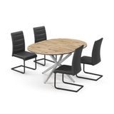 Vicco Eettafel set Loyd Eiken rustiek/Grijs 120 x 120 cm met 4 eetkamerstoelen, zwart