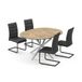 Vicco Eettafel set Loyd Eiken rustiek/Grijs 120 x 120 cm met 4 eetkamerstoelen, zwart