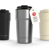 LARS NYSØM Bevægelse Thermos Coffee Mug-to-go 500ml - BPA-vrij met Isolatie - Lekvrije Roestvrijstalen Thermosbeker (Stainless Steel - Powder)